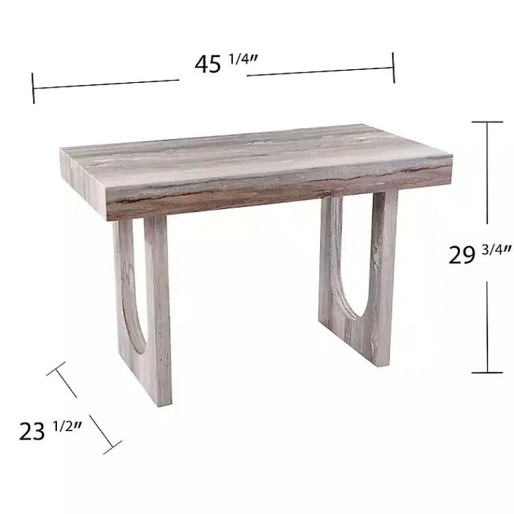 Office Furniture-Kirklands Home Cream Wood Faux Marble Desk