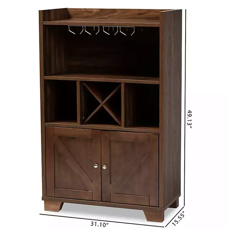 Cabinets & Sideboards-Kirklands Home Walnut Brown Open Shelf Wine Cabinet