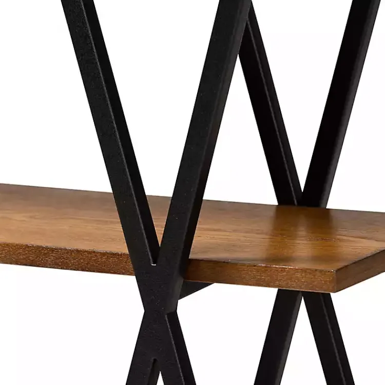 Console Tables-Kirklands Home Natural Wood and Metal 3-Tier Console Table