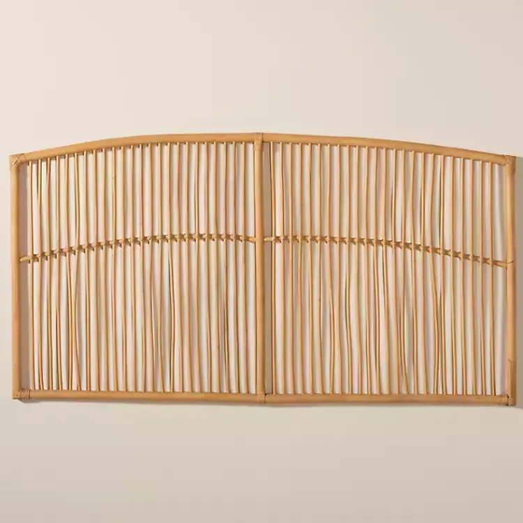 Beds & Headboards-Kirklands Home Vertical Weave Rat Queen Headboard Tan