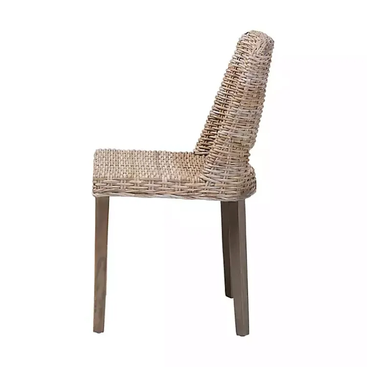 Dining Chairs-Kirklands Home Natural Rattan Cutout Back Dining Chair Brown