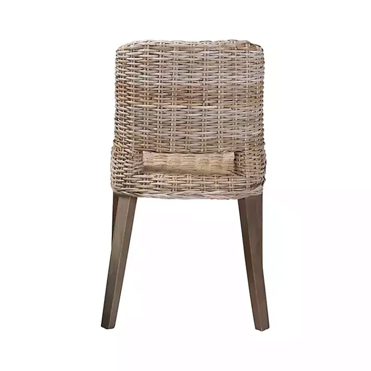 Dining Chairs-Kirklands Home Natural Rattan Cutout Back Dining Chair Brown