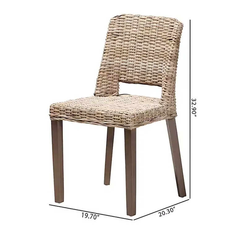 Dining Chairs-Kirklands Home Natural Rattan Cutout Back Dining Chair Brown