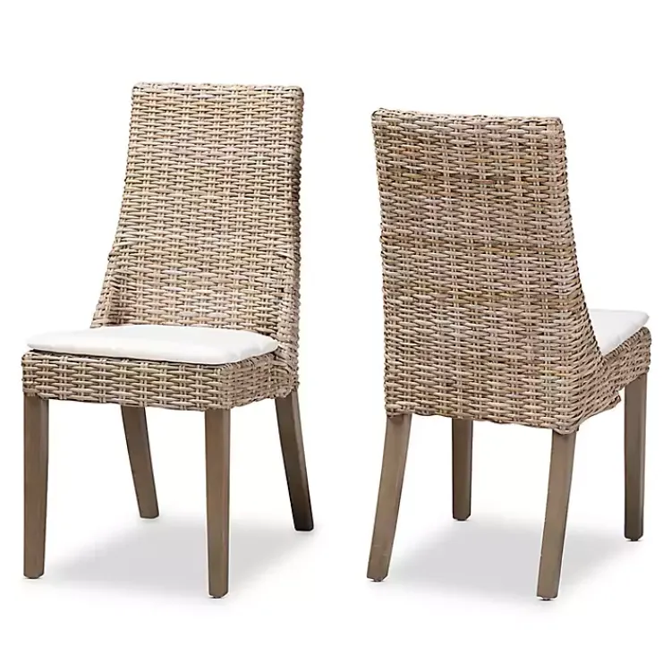 Dining Chairs-Kirklands Home Natural Rattan High Back Dining Chairs, Set of 2 Brown