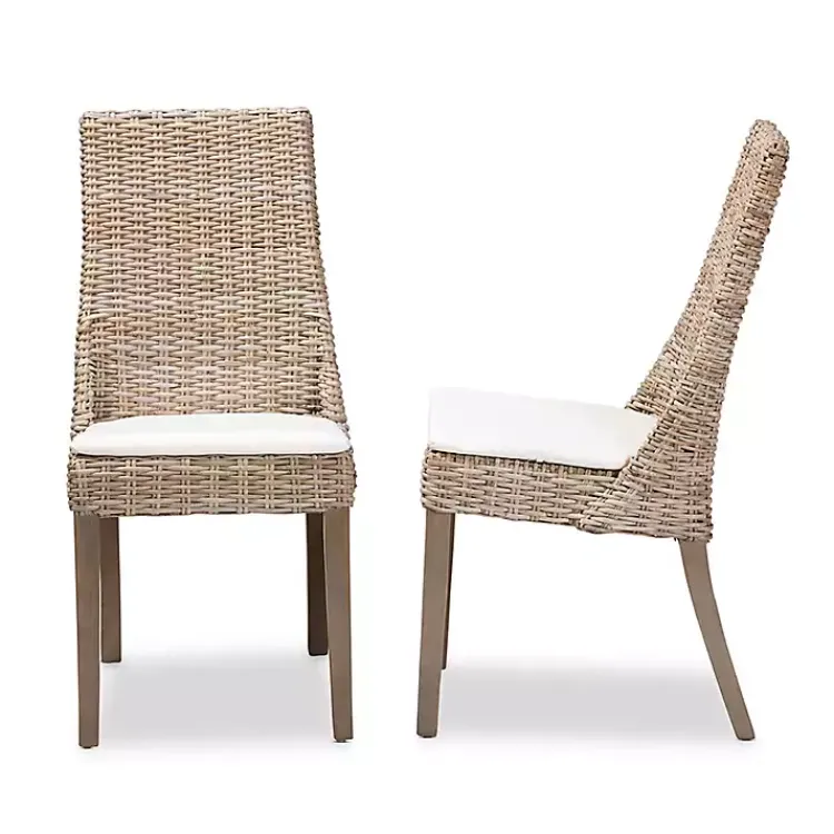 Dining Chairs-Kirklands Home Natural Rattan High Back Dining Chairs, Set of 2 Brown