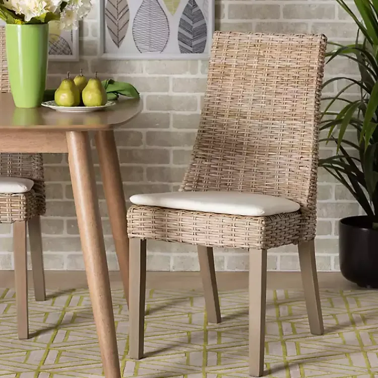 Dining Chairs-Kirklands Home Natural Rattan High Back Dining Chairs, Set of 2 Brown