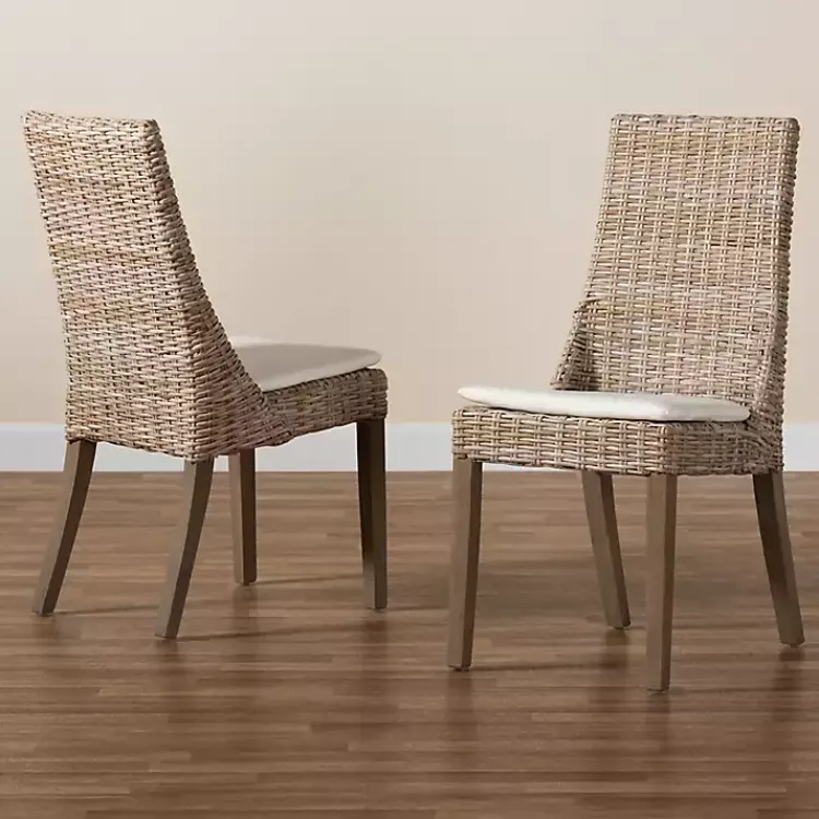 Dining Chairs-Kirklands Home Natural Rattan High Back Dining Chairs, Set of 2 Brown