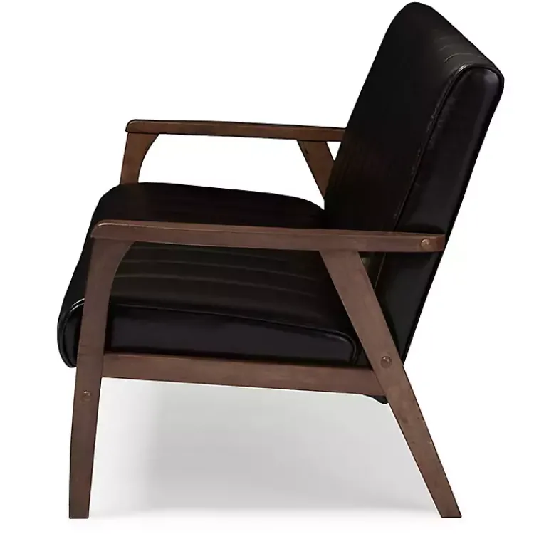 Sofas & Loveseats-Kirklands Home Dark Faux Leather Channel Sofa, 63 in. Brown