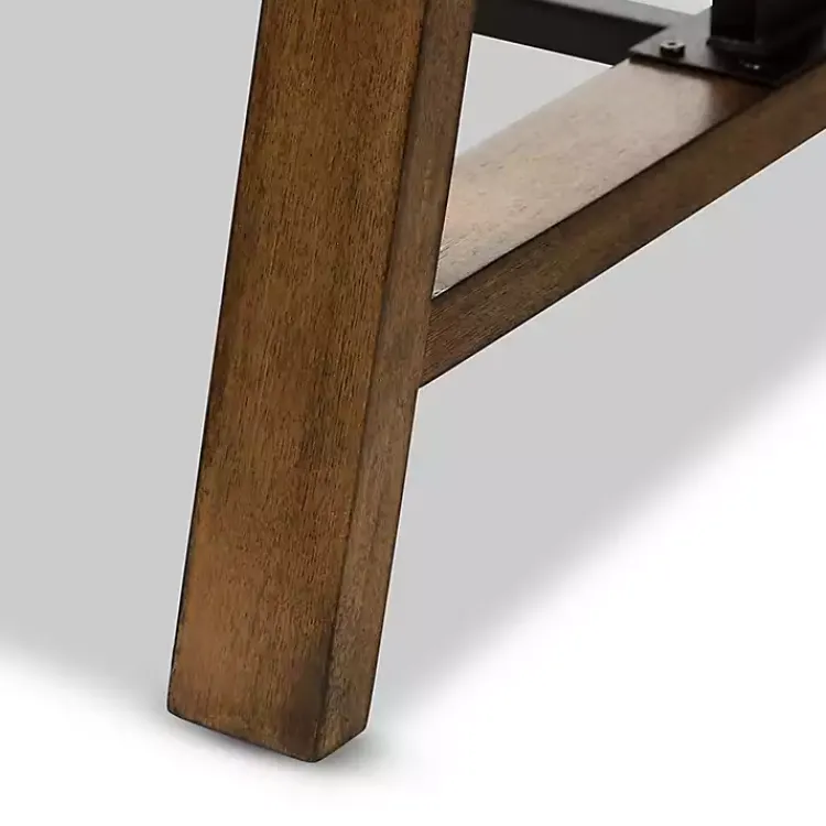 Office Furniture-Kirklands Home Brown Wood and Metal Linear Base Desk