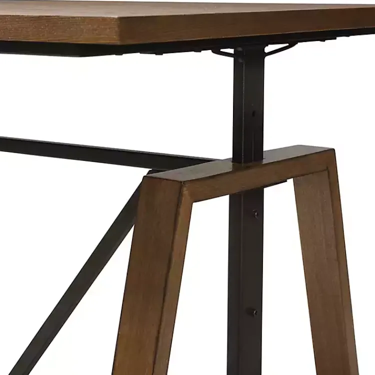Office Furniture-Kirklands Home Brown Wood and Metal Linear Base Desk