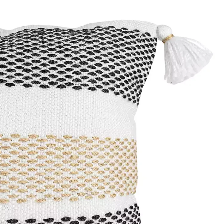 Outdoor Cushions & Pillows-Kirklands Home Tan Textured Stripes Outdoor Throw Pillow