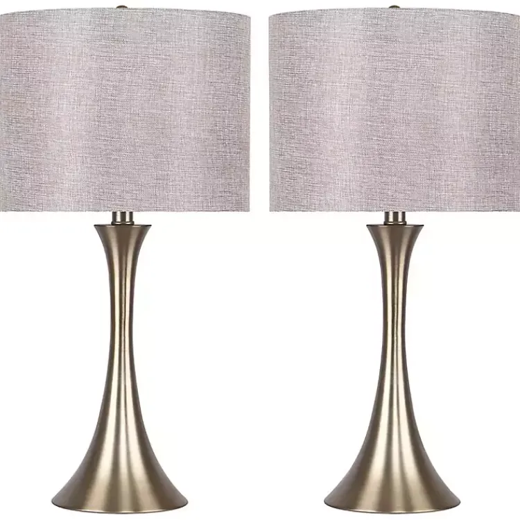 Table Lamps-Kirklands Home Gold and Tapered Table Lamps, Set of 2 Gray