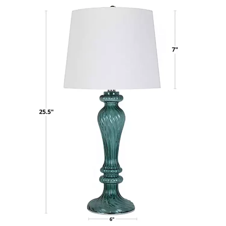 Table Lamps-Kirklands Home Turquoise Glass Table Lamps, Set of 2 White