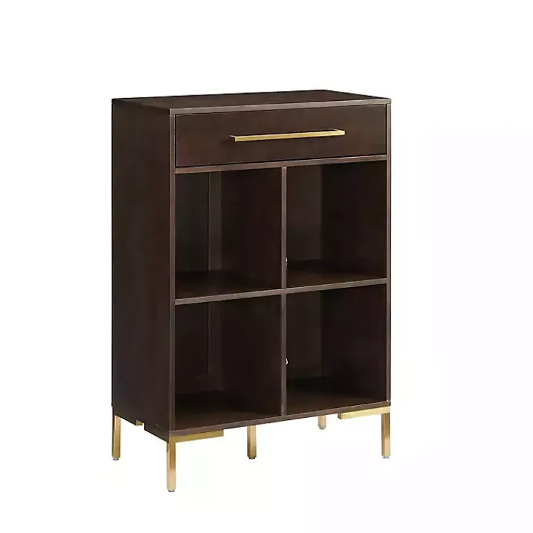 Bookshelves-Kirklands Home Cadence Gold Record Storage Bookcase