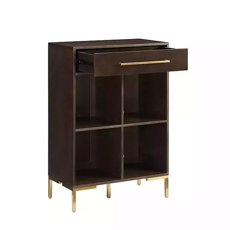 Bookshelves-Kirklands Home Cadence Gold Record Storage Bookcase