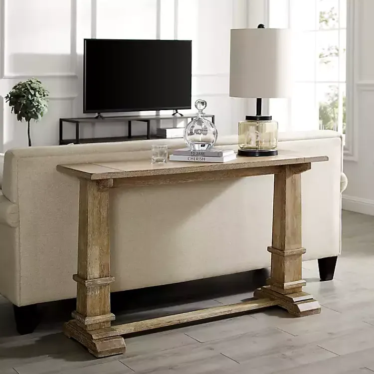 Console Tables-Kirklands Home Brown Wood Pedestal Base Console Table