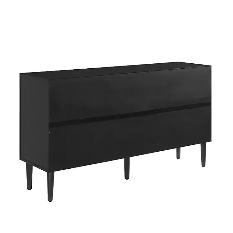 Cabinets & Sideboards-Kirklands Home Wood and Gold 4-Door Cabinet Black
