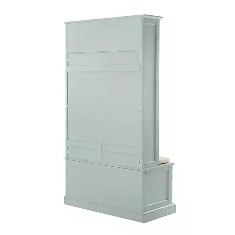 Entryway Furniture-Kirklands Home Wood Hall Tree with Cushioned Bench Blue