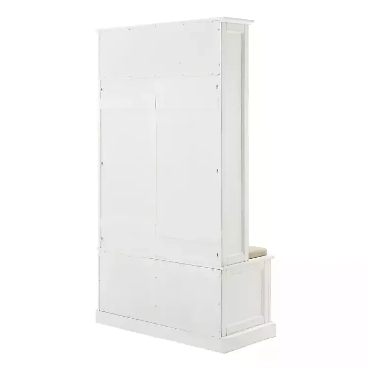 Entryway Furniture-Kirklands Home Wood Hall Tree with Cushioned Bench White