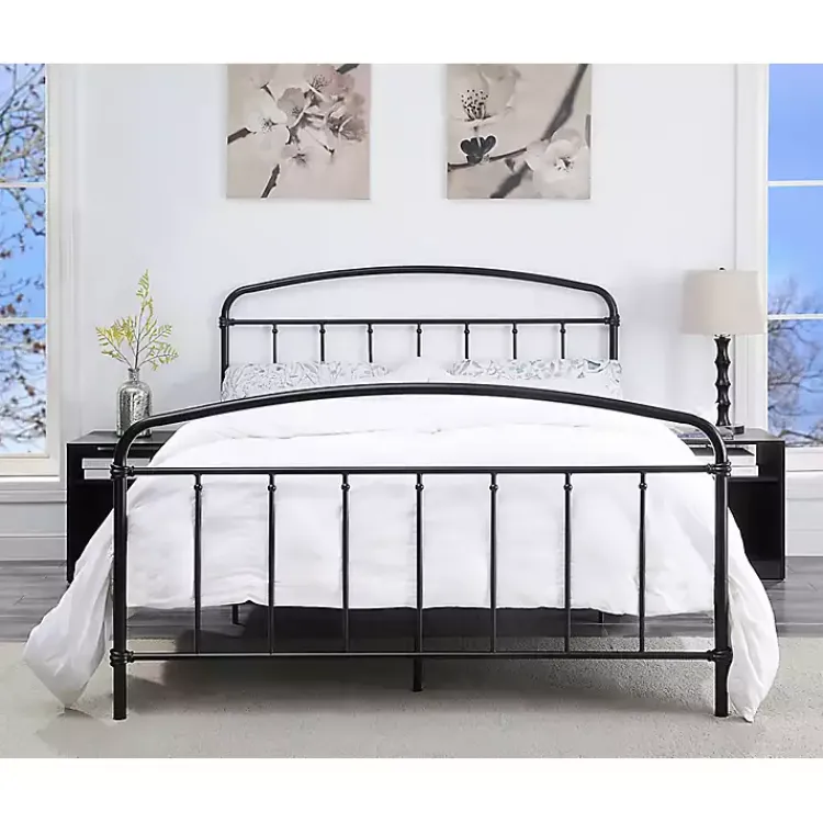 Beds & Headboards-Kirklands Home Midnight Vintage Arch Queen Bed Frame Black