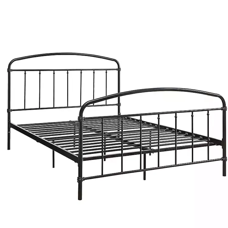 Beds & Headboards-Kirklands Home Midnight Vintage Arch Queen Bed Frame Black
