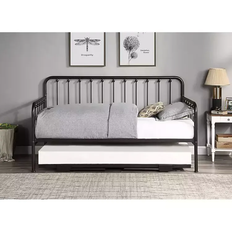Beds & Headboards-Kirklands Home Bronze Spindleback Metal Trundle Day Bed Brown
