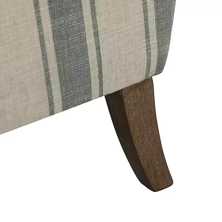 Accent Chairs-Kirklands Home Blue White Carved Slope Stripe Accent Chair