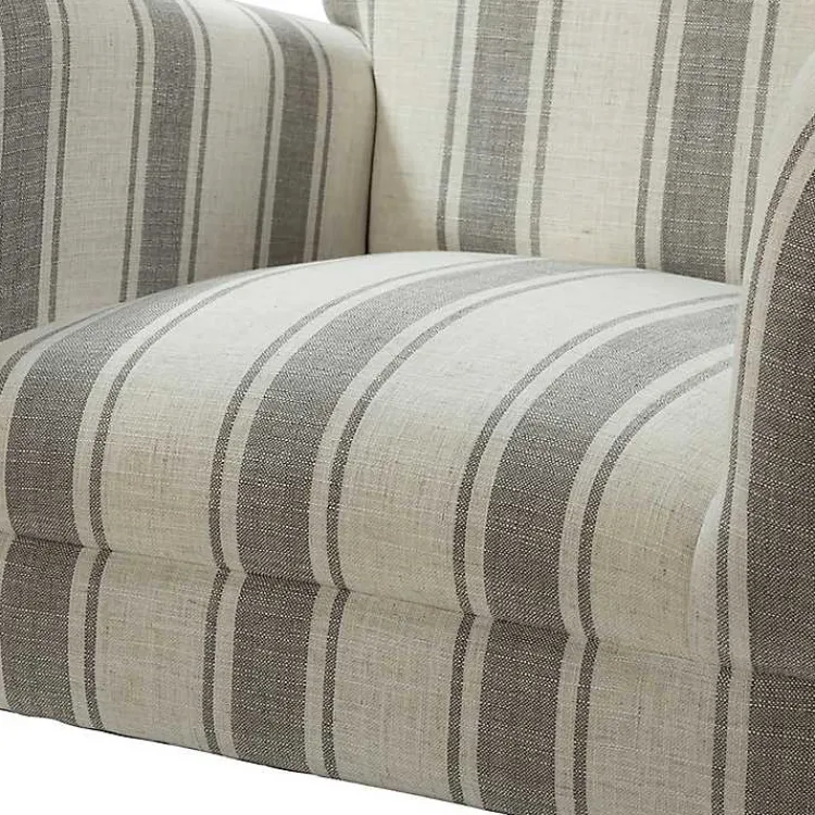 Accent Chairs-Kirklands Home Gray White Carved Slope Stripe Accent Chair