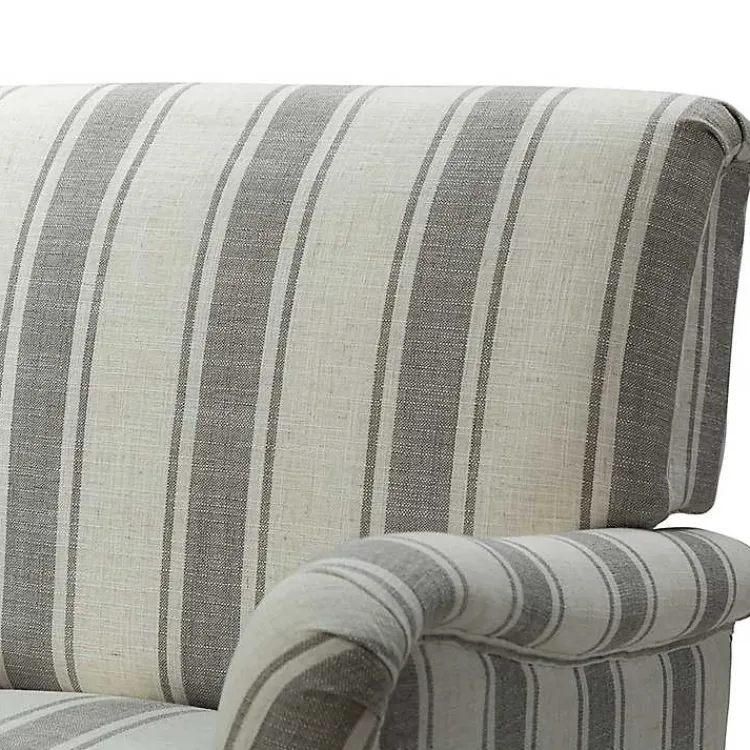 Accent Chairs-Kirklands Home Gray White Carved Slope Stripe Accent Chair