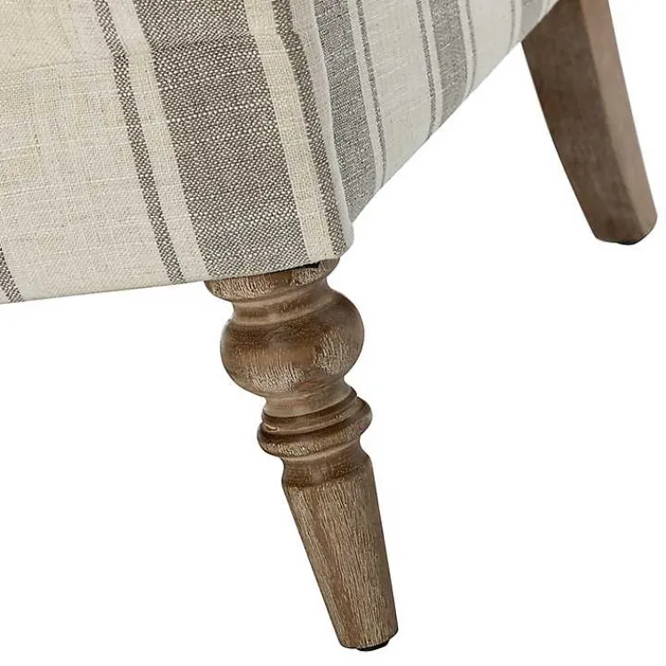 Accent Chairs-Kirklands Home Gray White Carved Slope Stripe Accent Chair
