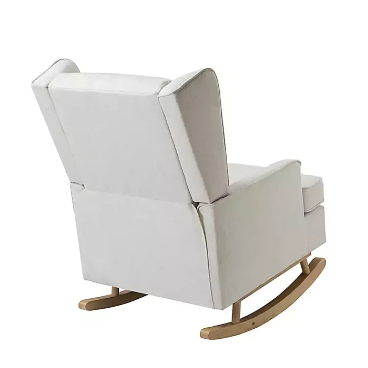 Accent Chairs-Kirklands Home Cream Upholstered Wingback Rocking Chair Ivory