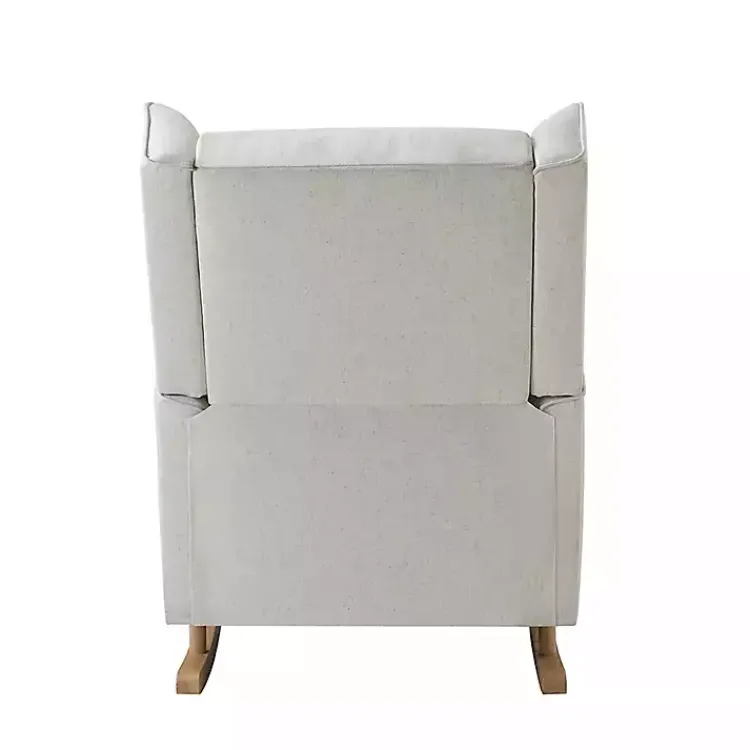 Accent Chairs-Kirklands Home Cream Upholstered Wingback Rocking Chair Ivory