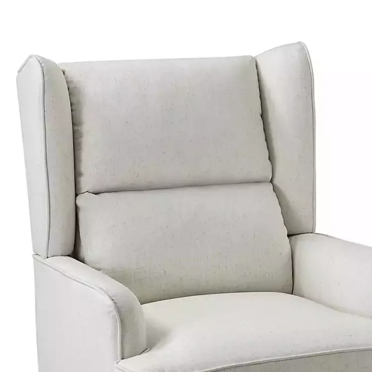 Accent Chairs-Kirklands Home Cream Upholstered Wingback Rocking Chair Ivory
