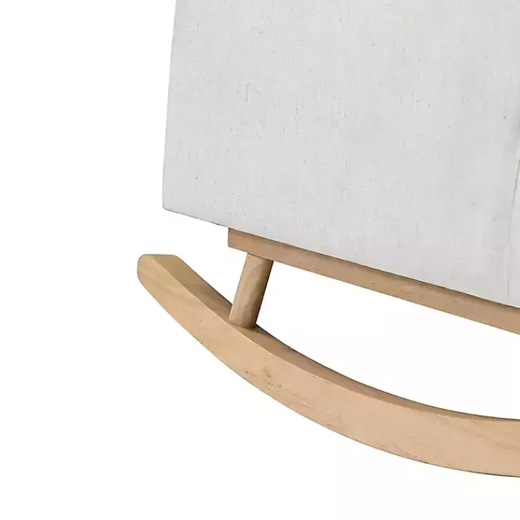 Accent Chairs-Kirklands Home Cream Upholstered Wingback Rocking Chair Ivory