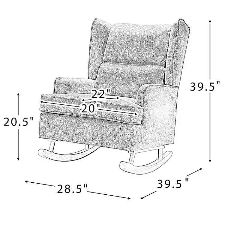 Accent Chairs-Kirklands Home Cream Upholstered Wingback Rocking Chair Ivory