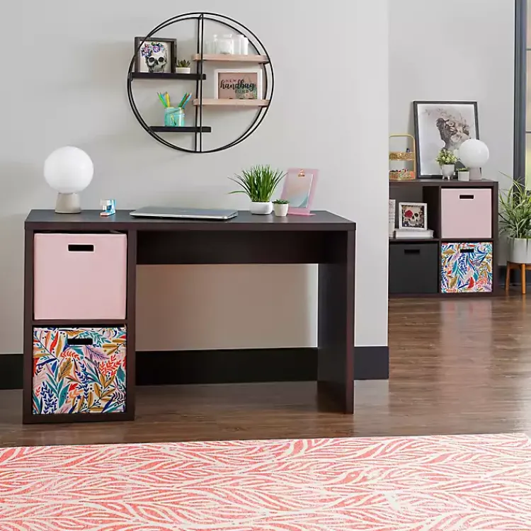 Office Furniture-Kirklands Home Espresso Cube Storage Wood Desk