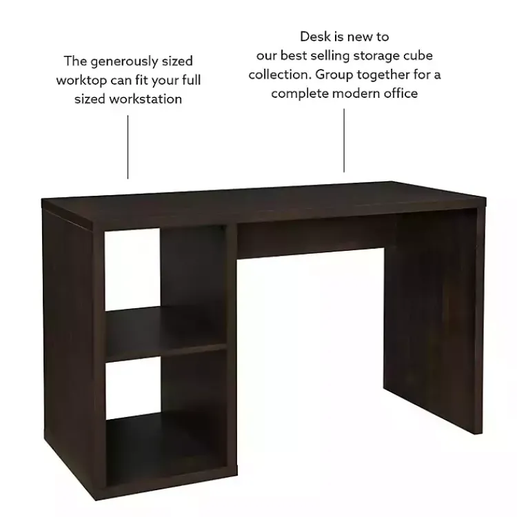 Office Furniture-Kirklands Home Espresso Cube Storage Wood Desk