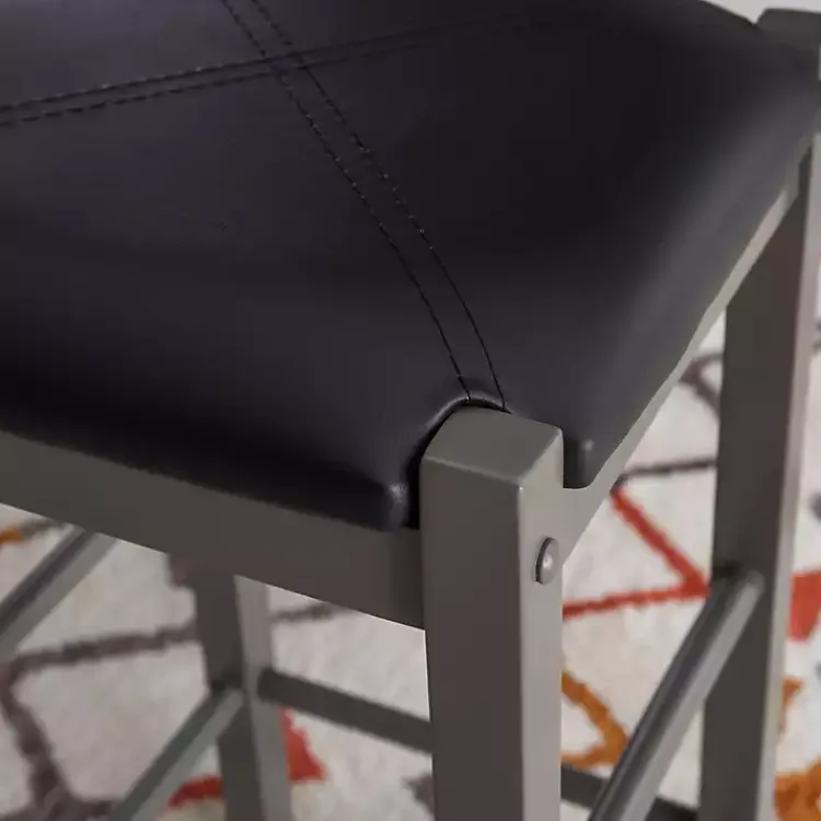 Dining Sets-Kirklands Home Gray and Black 3-pc. Stool and Table Set