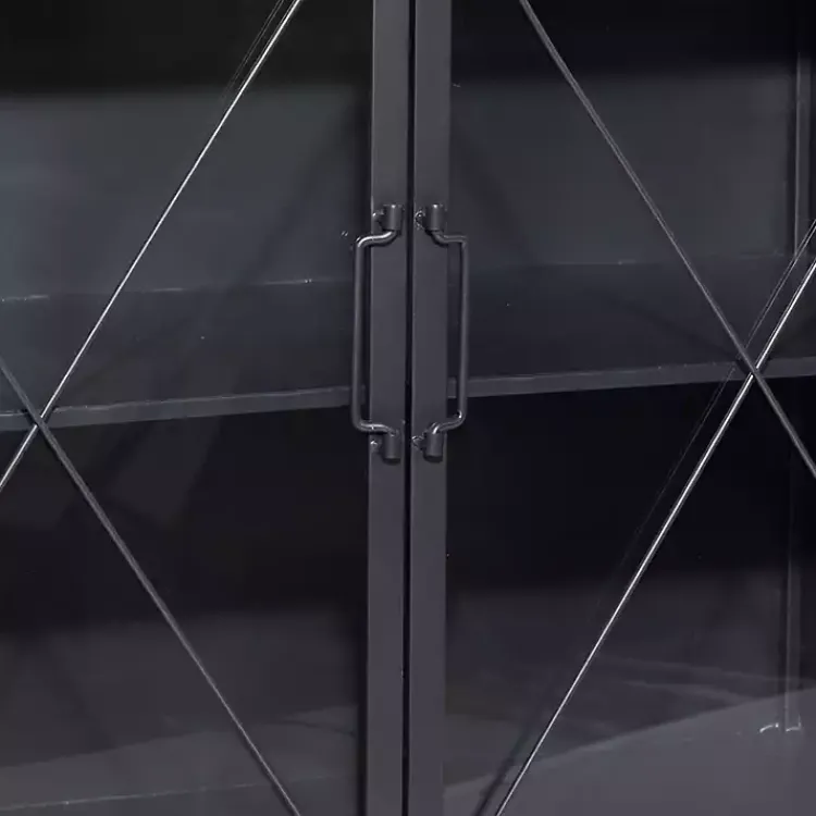 Cabinets & Sideboards-Kirklands Home Iron X-Panel Cabinet Black
