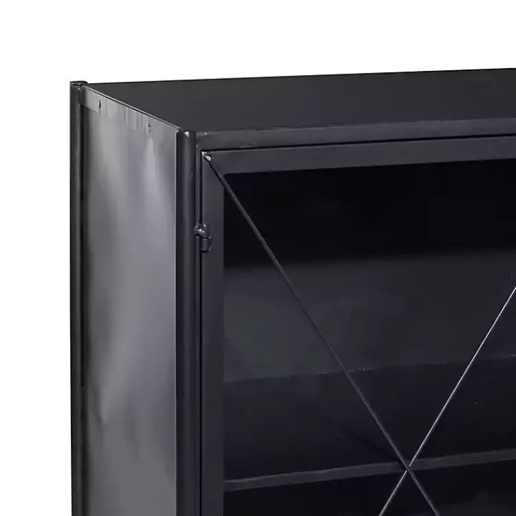 Cabinets & Sideboards-Kirklands Home Iron X-Panel Cabinet Black