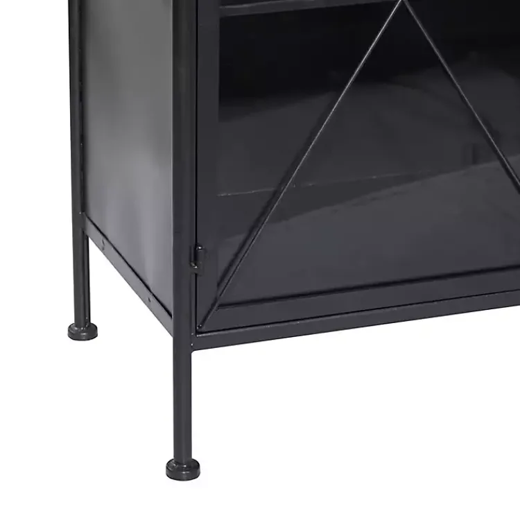 Cabinets & Sideboards-Kirklands Home Iron X-Panel Cabinet Black