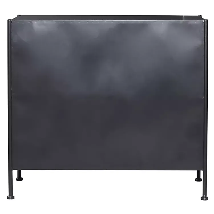 Cabinets & Sideboards-Kirklands Home Iron X-Panel Cabinet Black