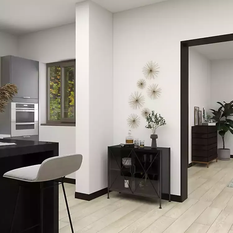 Cabinets & Sideboards-Kirklands Home Iron X-Panel Cabinet Black