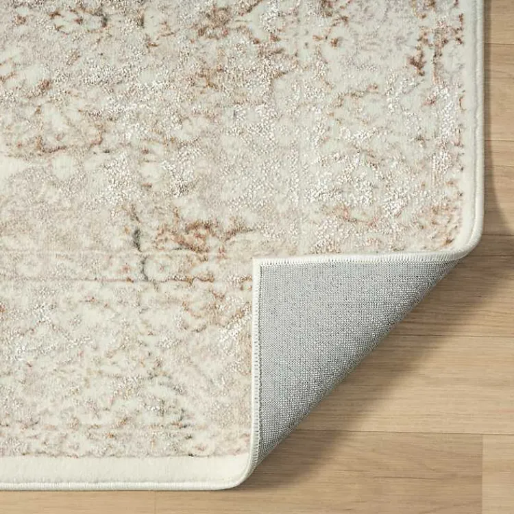 Area Rugs-Kirklands Home Beige Faded Damask Area Rug, 7x9 Tan