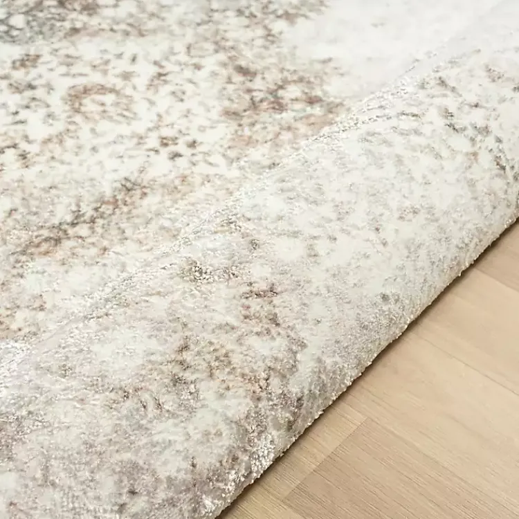 Area Rugs-Kirklands Home Beige Faded Damask Area Rug, 7x9 Tan