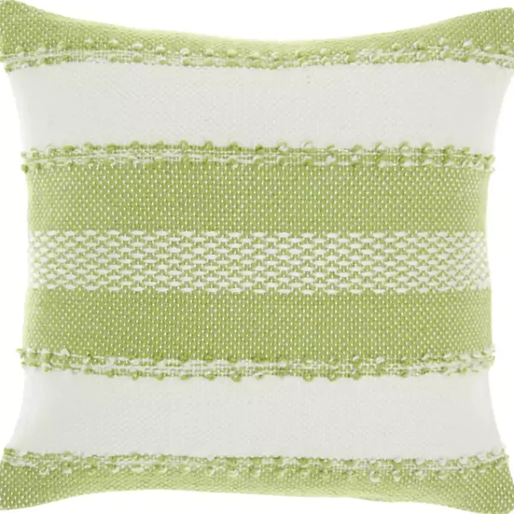 Outdoor Cushions & Pillows-Kirklands Home Lime Woven Stripe Reversible Outdoor Square Pillow