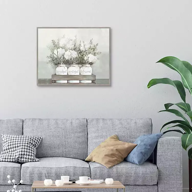 Canvas Art-Kirklands Home Flower Jars Framed Canvas Art Print White