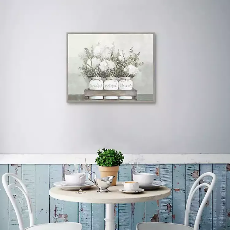 Canvas Art-Kirklands Home Flower Jars Framed Canvas Art Print White