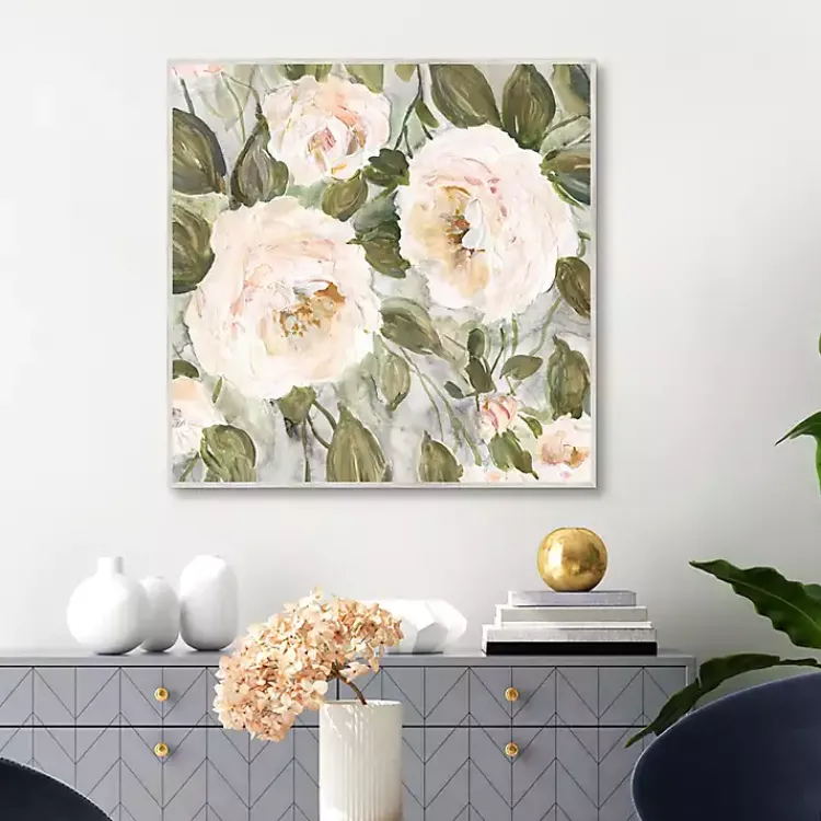 Framed Art-Kirklands Home Soft California Roses Framed Canvas Art