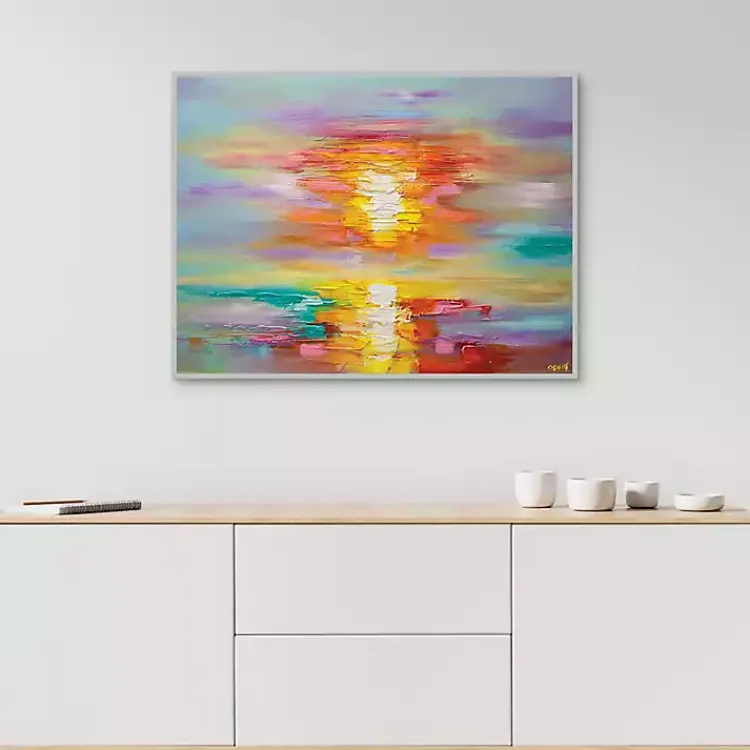 Canvas Art-Kirklands Home Abstract Sunrise Framed Canvas Art Print Multi